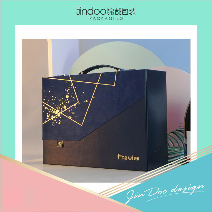 雙支紅酒設(shè)計感皮盒